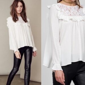 FOR LOVE & LEMONS Lace Detail Blouse Cream NWT Small